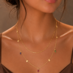 Mix Zircon Baguette Design Silver Shaker Necklace