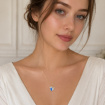 Crown Design Enamel Charm Silver Necklace