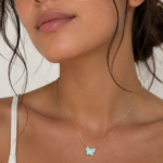 Butterfly Design Enamel Silver Charm Necklace