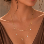Clear Zircon Baguette Design Silver Shaker Necklace