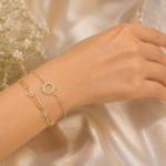 Elegant Star Design CZ Stone Shaker Silver Bracelet