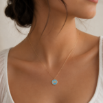 Evil Eye Design Enamel Charm Necklace Tiny Zircon Silver Jewelry