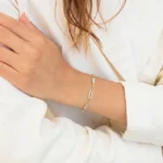 Chain Baguette Design Charm Silver Bracelet