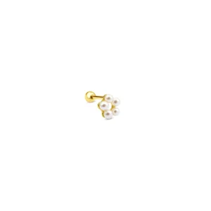Flower Design Pearl Sterling Silver Piercings